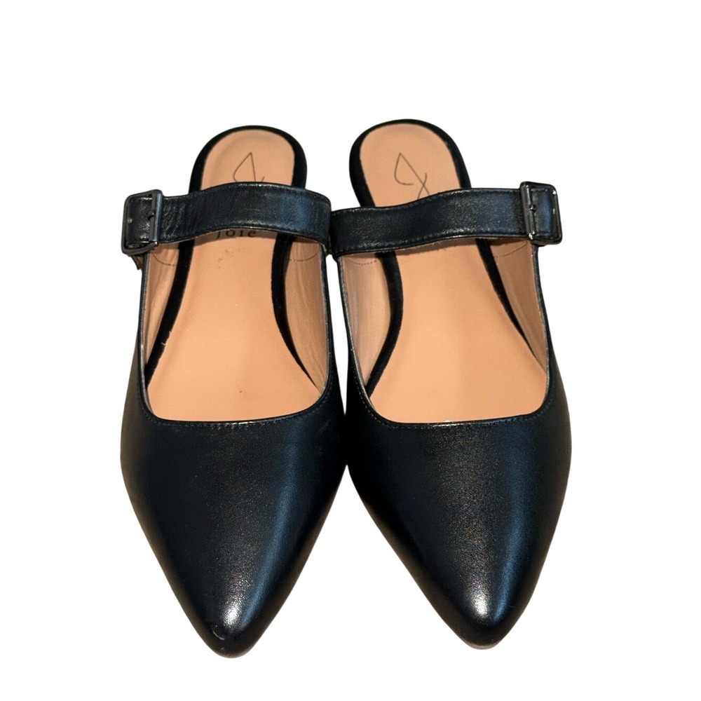 JOIE Black Leather Pointed-Toe Mary Jane Mule Flats | Women's Size 9